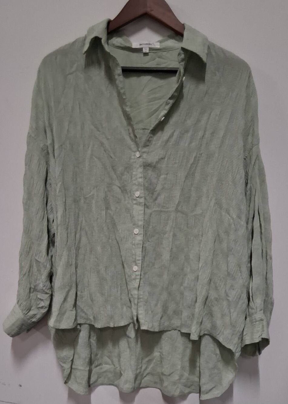 Moussy womens xlarge green white oversize shirt whimsical